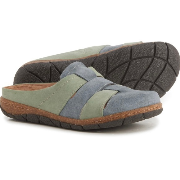 NIB Earth Origins Ellery Woven Clogs Mules Slip On Shoes Steel Blue Suede - Picture 11 of 13